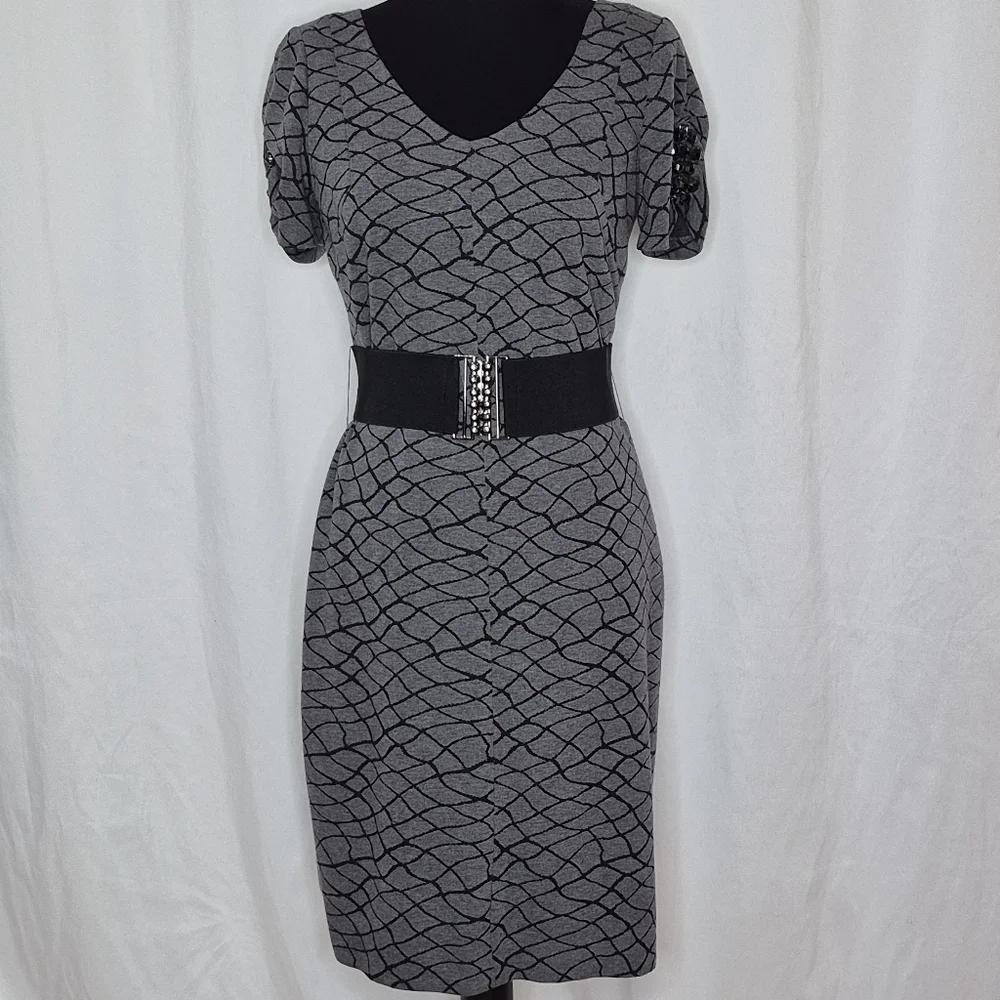 Antonio Melani Belted Jersey Knit Sheath Dress - Size 4